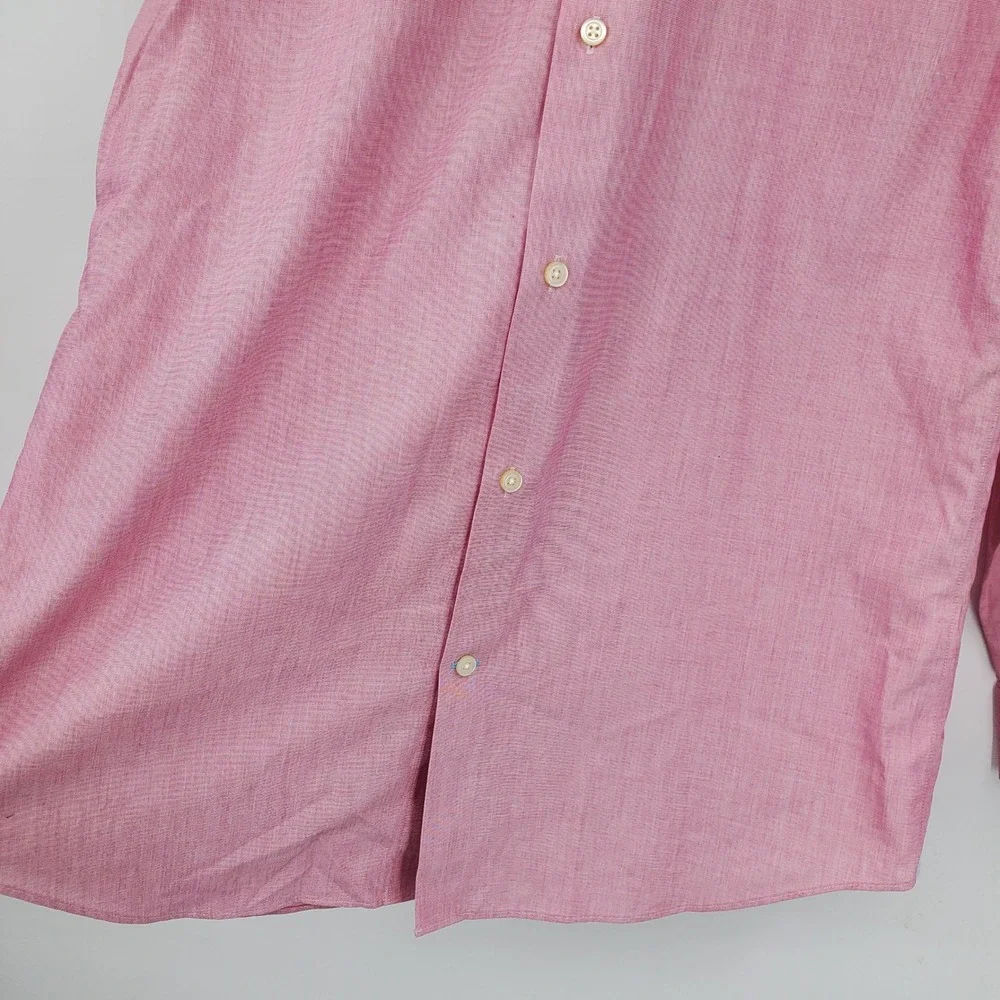 Banana Republic Mens Grant Fit Non-Iron Cotton Button Shirt Pink L‎ 16-16.5 Prep